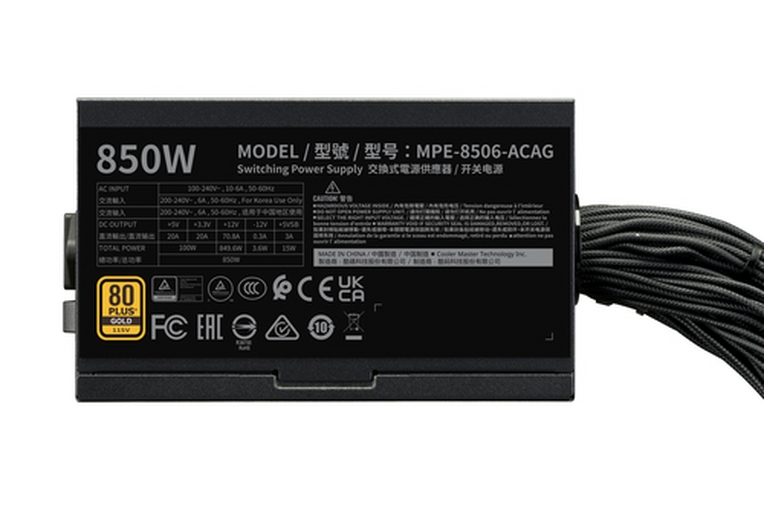 ALIMENTATORE COOLERMASTER MWE GOLD V3 850W 80+ <span>MPE-8506-ACAG-BEU</span> - immagine 4