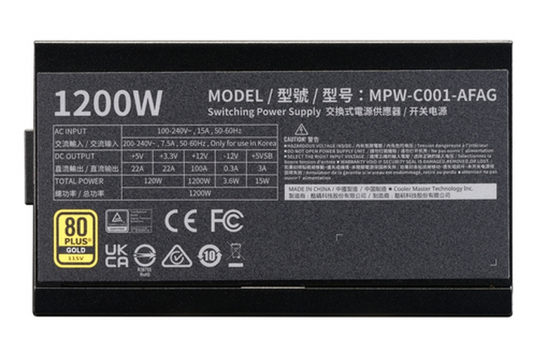 ALIMENTATORE COOLERMASTER ELITE GOLD 1200FM MOD <span>MPW-C001-AFAG-BEU</span> - immagine 4